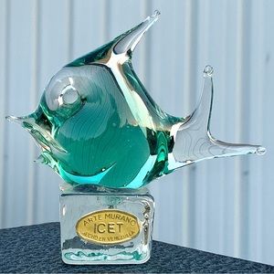 Vintage Authenticated Murano Arte Venezuela ICET Hand Blown Art Glass Angelfish